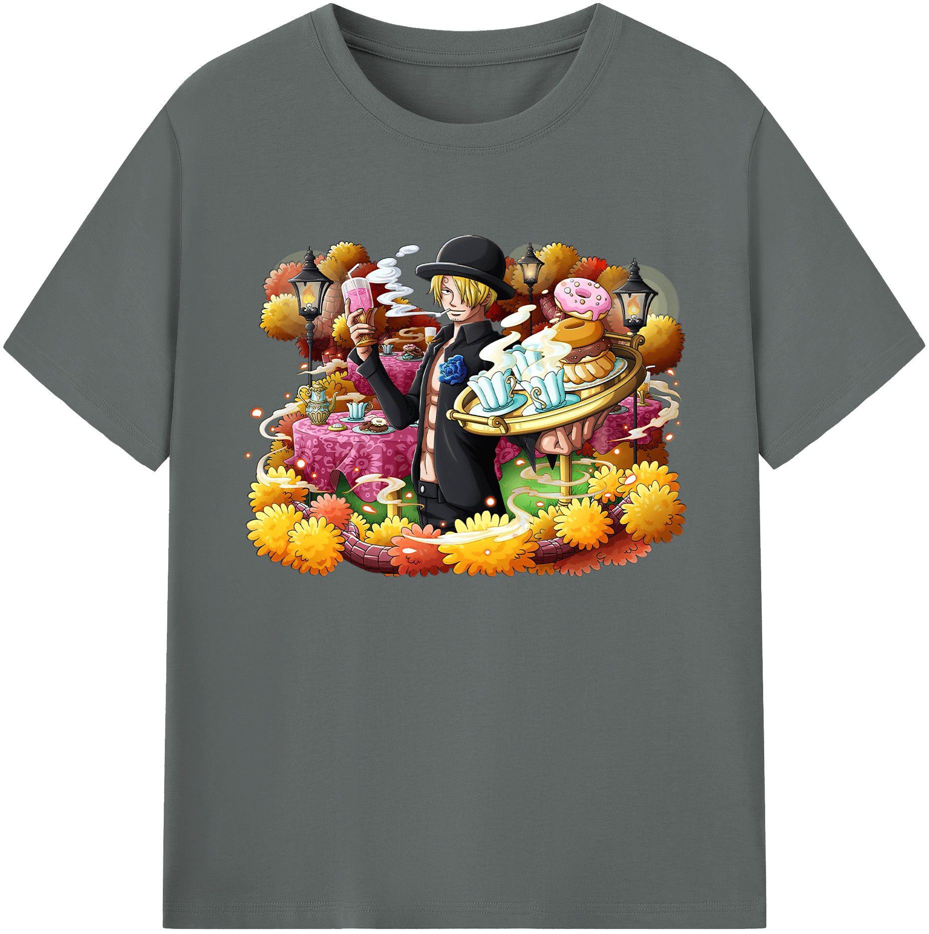 （画像用） ワンピース サンジ ONE PIECE Sanji 綿100％ メンズ半袖Tシャツ｜肌触りやわらか＆通気性